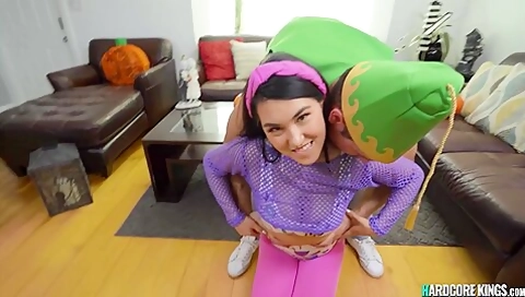 Petite Asian Old Pound On Halloween With Mina Moon